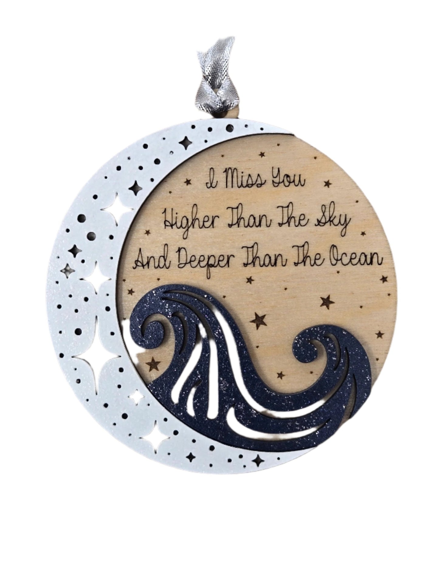 "I Miss You" Moon and Waves Ornament – A Heartfelt Christmas Keepsake - Made in USA