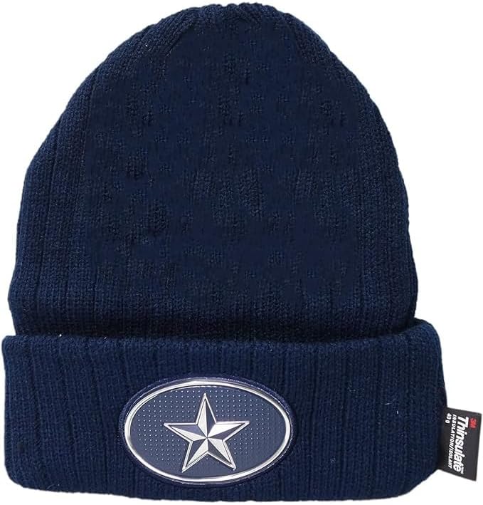 Star Patch Fleeced Lined Knit Beanie