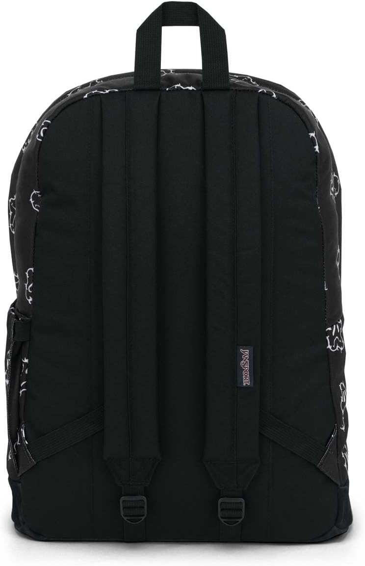 JanSport Right Pack Backpack - Durable Daypack with Padded 15" Laptop Sleeve, Spacious Main Compartment & Integrated Water Bottle Pocket - Barbed Wire Buddy Black White