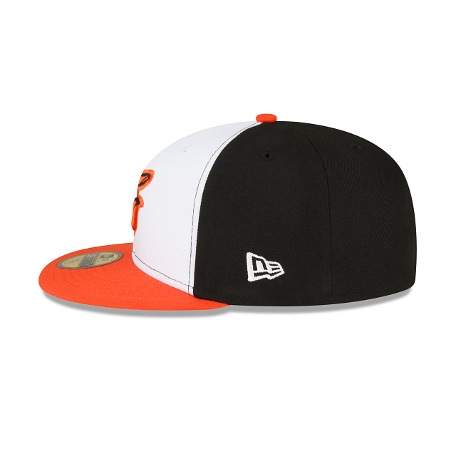 New Era 59FIFTY MLB Baltimore Orioles Road Authentic Collection On-Field 59FIFTY Gorra ajustada Negro/Naranja