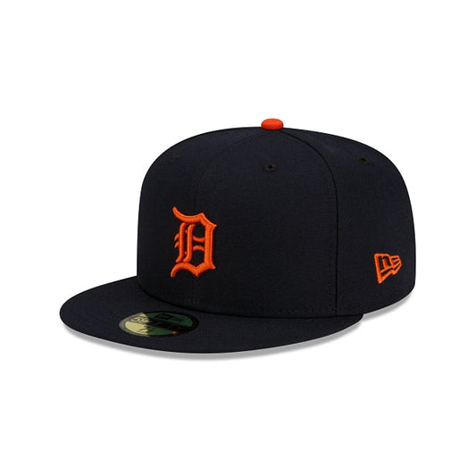 New Era 59FIFTY MLB 디트로이트 타이거스 어센틱 컬렉션 현장 착용 모자 네이비