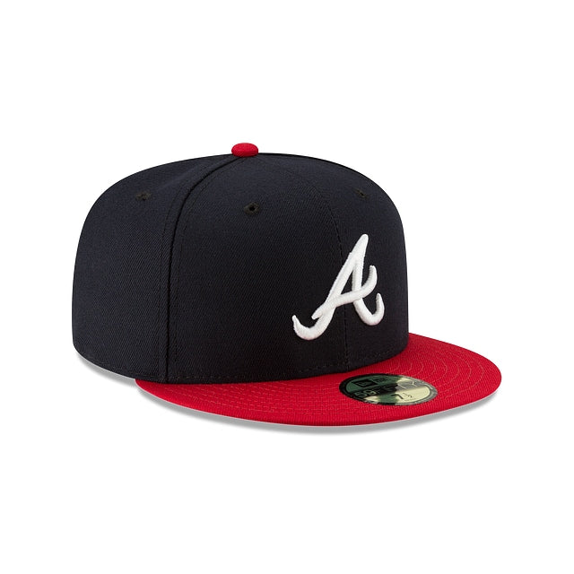 New Era MLB Atlanta Braves Home Authentic Collection On-Field 59FIFTY Gorra ajustada azul marino y rojo