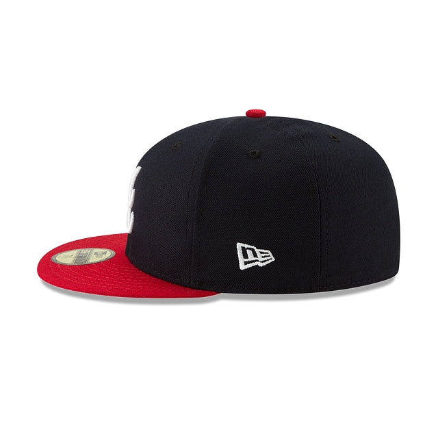 New Era MLB Atlanta Braves Home Authentic Collection On-Field 59FIFTY Gorra ajustada azul marino y rojo