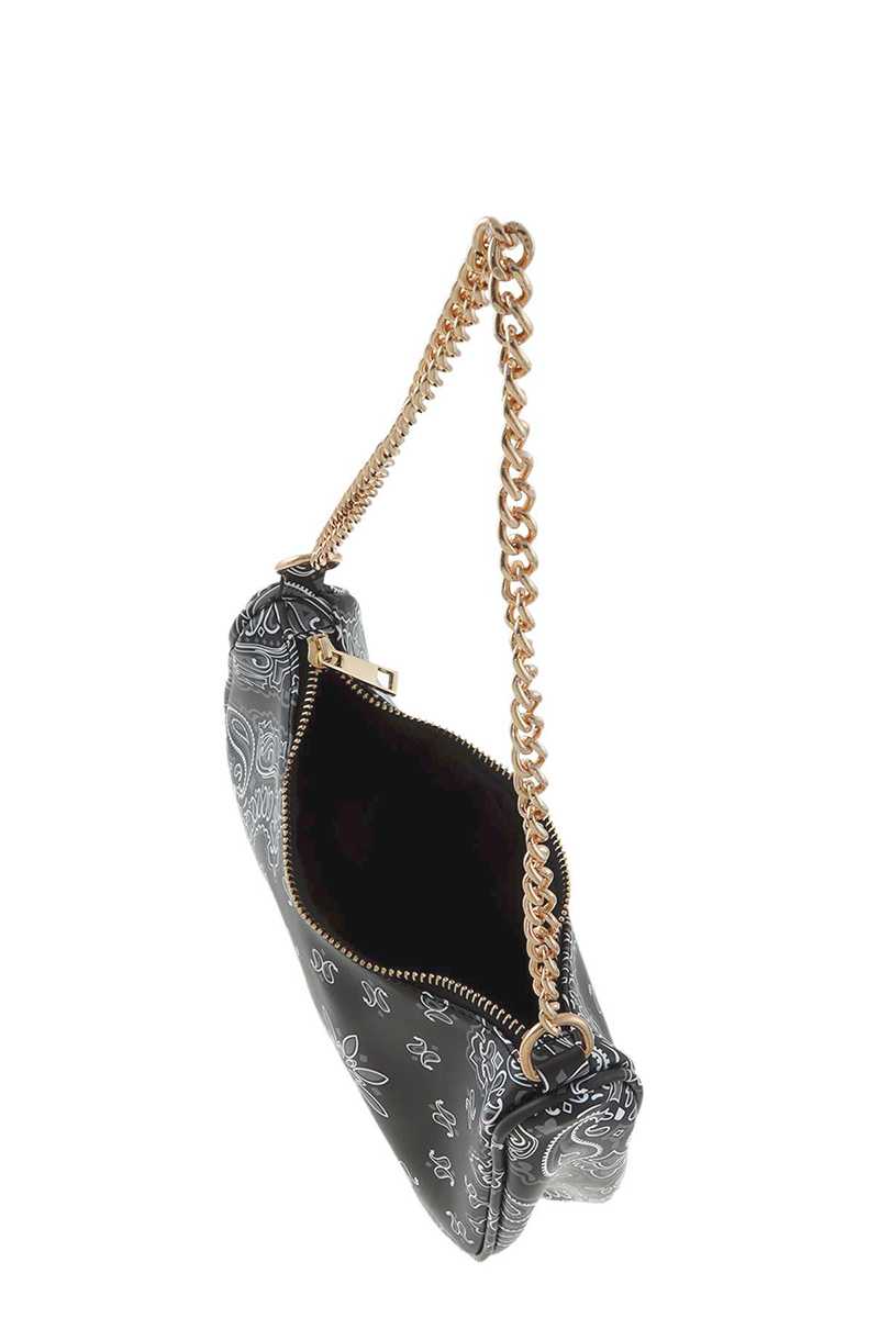 페이즐리 반다나 U자형 2way 미니숄더백 블랙