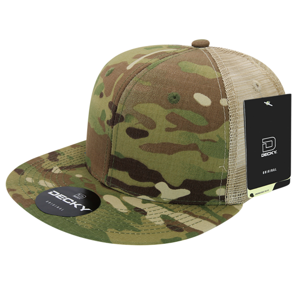 Gorra Snapback High Crown Multi Camo Trucker, gorra ajustable de camuflaje/caqui