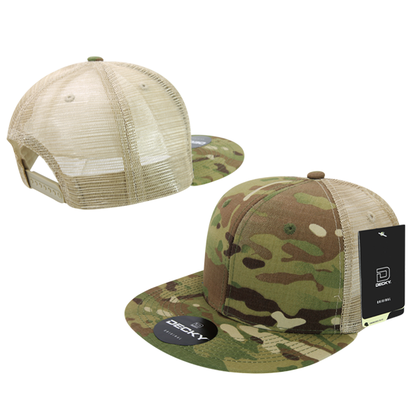 Gorra Snapback High Crown Multi Camo Trucker, gorra ajustable de camuflaje/caqui