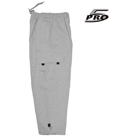 PRO 5 Men's Heavy Weight Fleece Cargo Pants Gym Work Pants Black