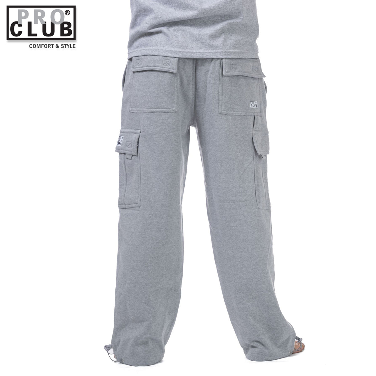 Pro Club Men's Heavyweight Fleece Cargo Sweatpants Heather Gray