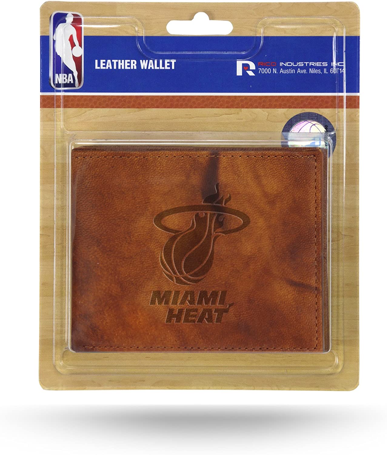 마이애미 히트 엠보싱 가죽 바이폴드 지갑 브라운