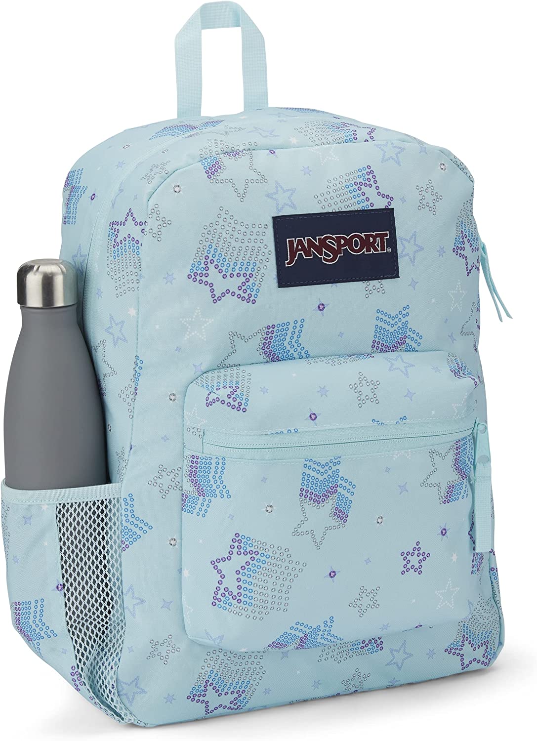JanSport Cross Town, Sparkle Stars, mochila escolar azul de talla única