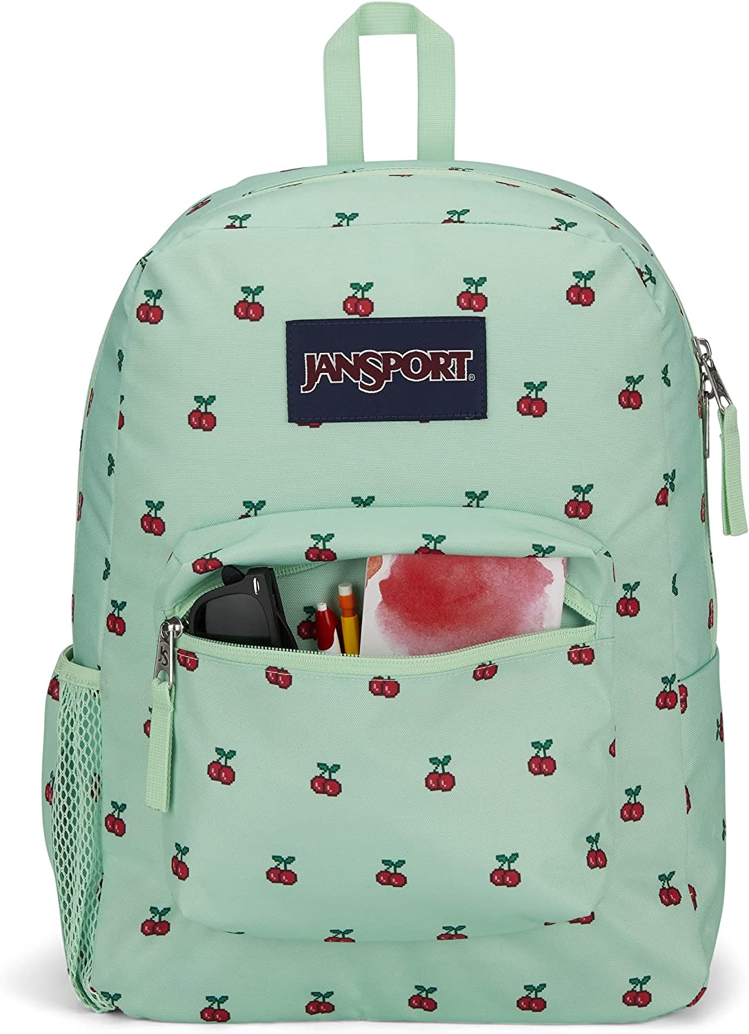 JanSport Cross Town Mochila escolar con cerezas de 8 bits JS0A47LW93L