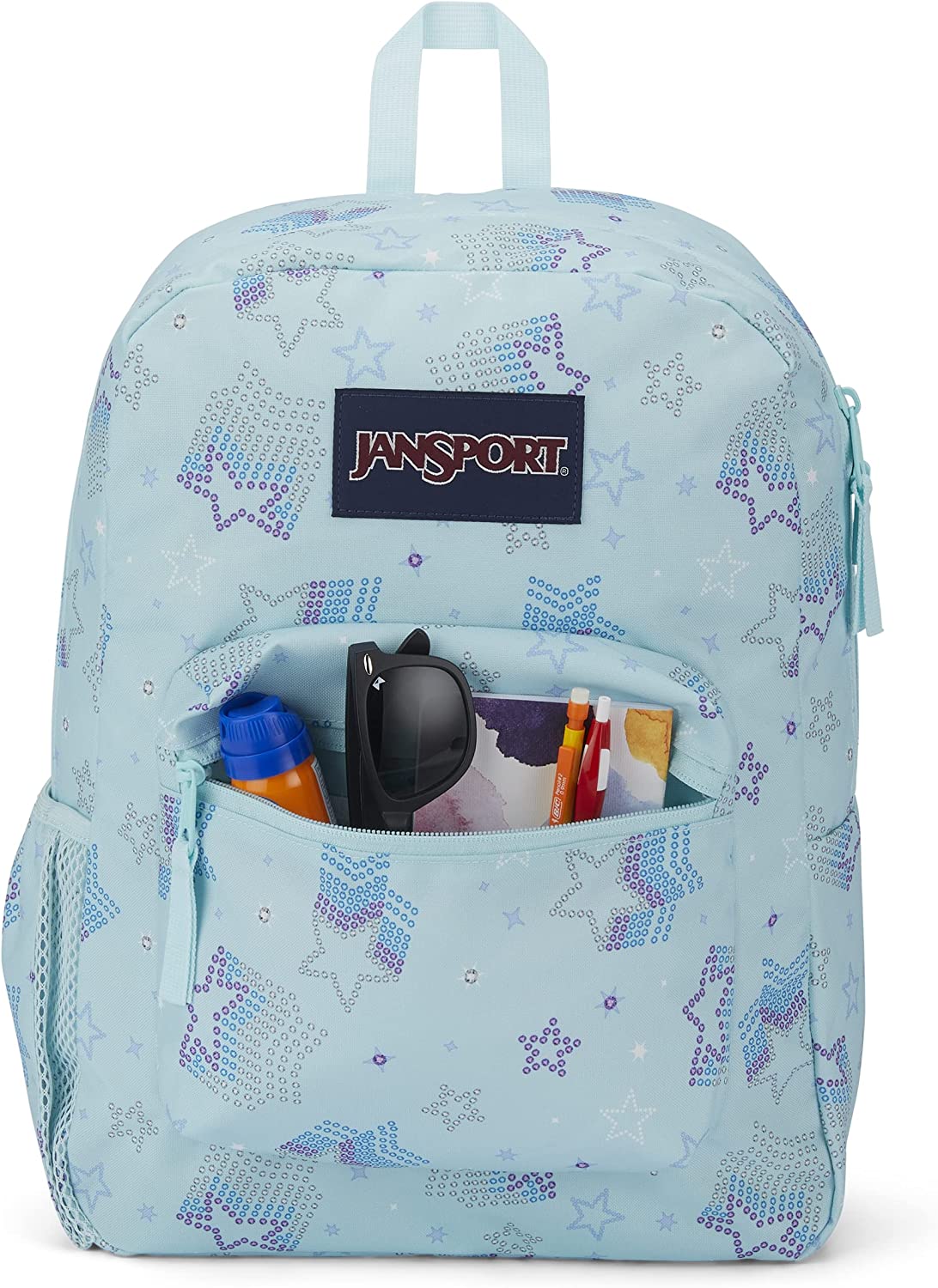 JanSport Cross Town, Sparkle Stars, mochila escolar azul de talla única