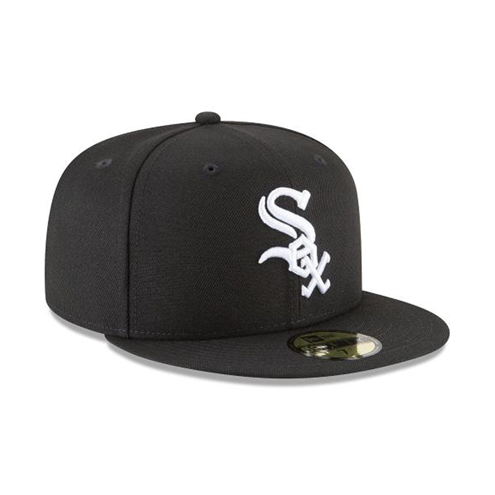 New Era 59FIFTY MLB 시카고 화이트삭스 블랙 앤 화이트 베이직 핏 모자
