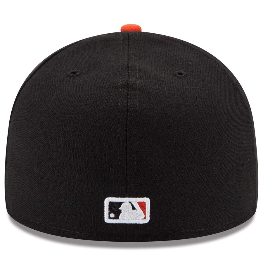 New Era 59FIFTY MLB Baltimore Orioles Road Authentic Collection On-Field 59FIFTY Gorra ajustada Negro/Naranja
