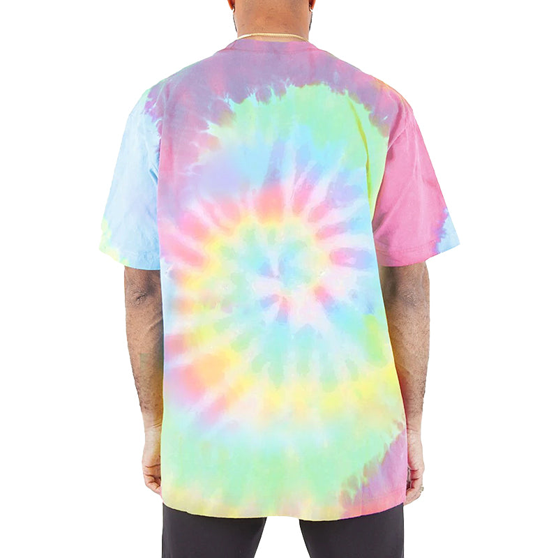 남성 MAX 헤비급 오버사이즈 타이다이 티셔츠 셔벗 레인보우