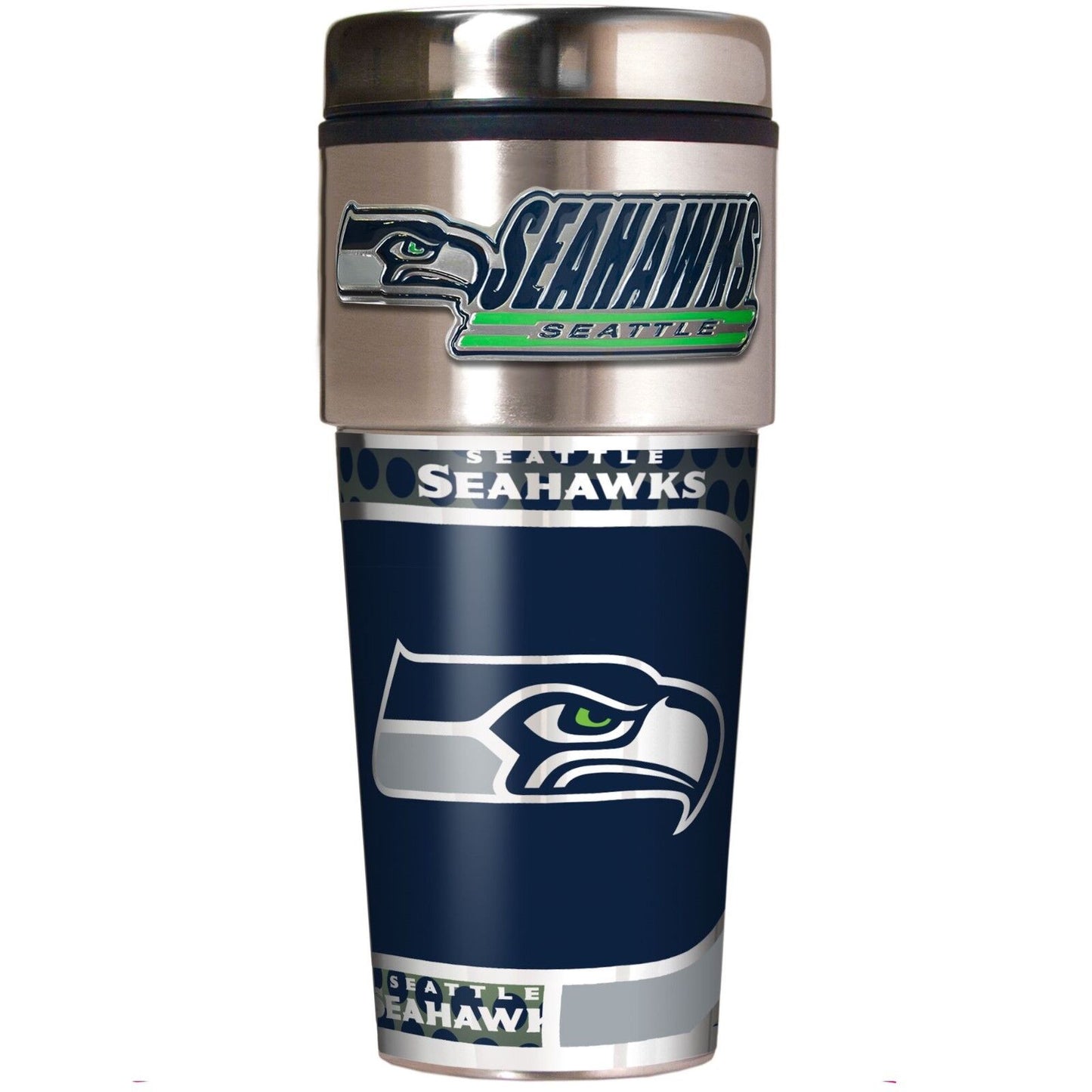 Vaso de viaje metálico Seattle Seahawks de acero inoxidable de 16 onzas