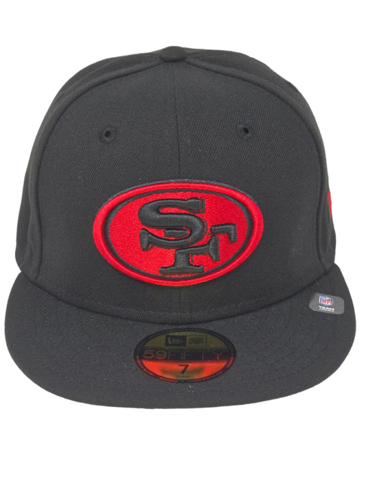 San Francisco 49ers Black and Red Logo New Era Fitted Black Baseball Cap 59FIFTY