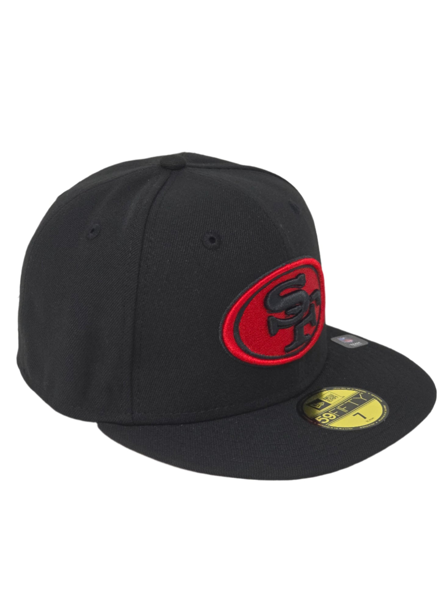 San Francisco 49ers Black and Red Logo New Era Fitted Black Baseball Cap 59FIFTY