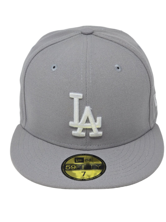 Los Angeles Dodgers White Logo New Era Fitted Gray Baseball Cap 59FIFTY