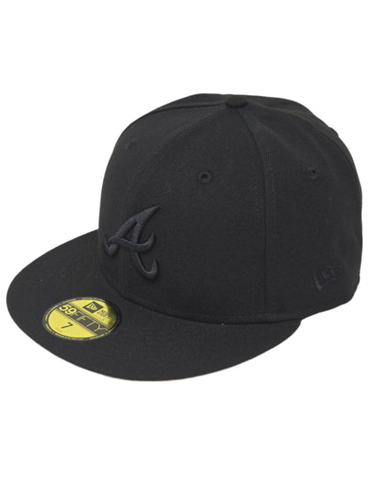 Atlanta Braves Blackout New Era Fitted Black Baseball Cap 59FIFTY