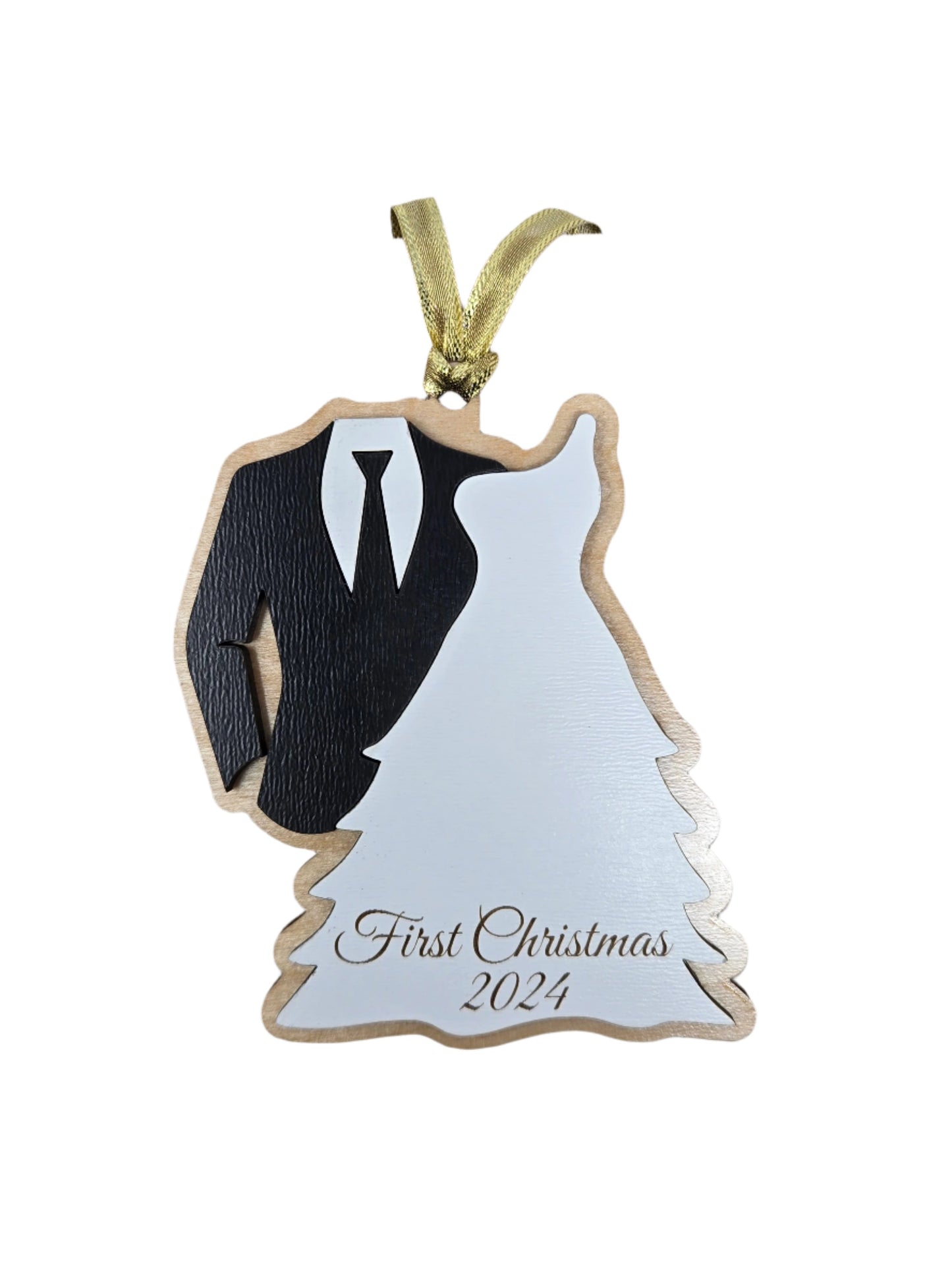 First Christmas Married Tuxedo and Wedding Dress Ornament – A Heartfelt Christmas Keepsake - Made in USA