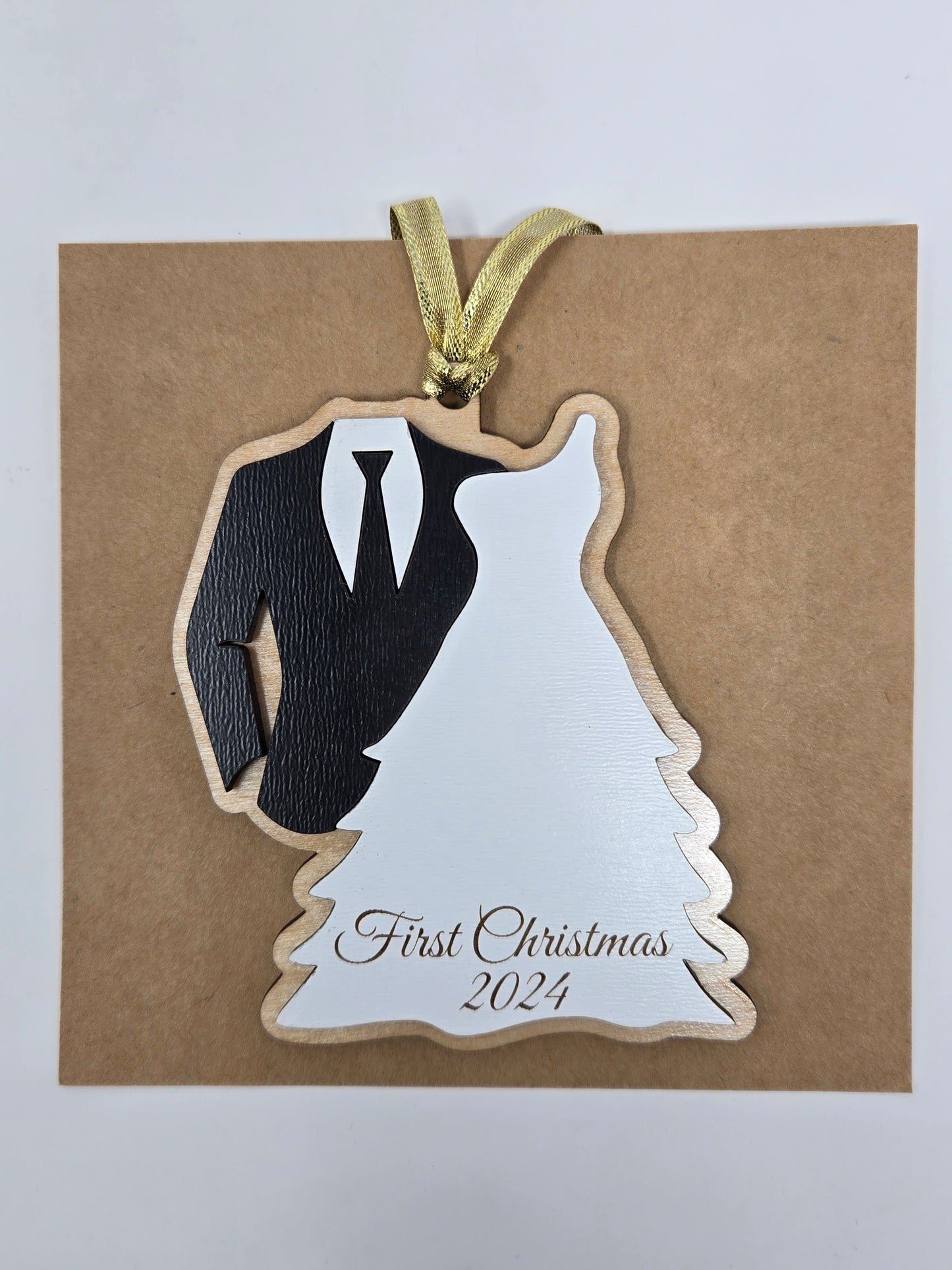 First Christmas Married Tuxedo and Wedding Dress Ornament – A Heartfelt Christmas Keepsake - Made in USA