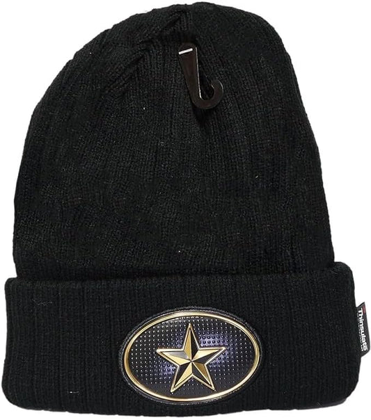 Star Patch Fleeced Lined Knit Beanie