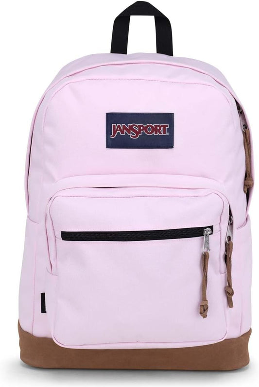 JanSport Right Pack Backpack - Durable Daypack with Padded 15" Laptop Sleeve, Spacious Main Compartment & Integrated Water Bottle Pocket - Pink Ice