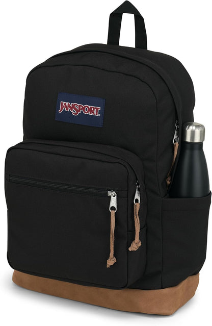 JanSport Right Pack Backpack - Travel, Work, or Laptop Bookbag with Leather Bottom, Black…