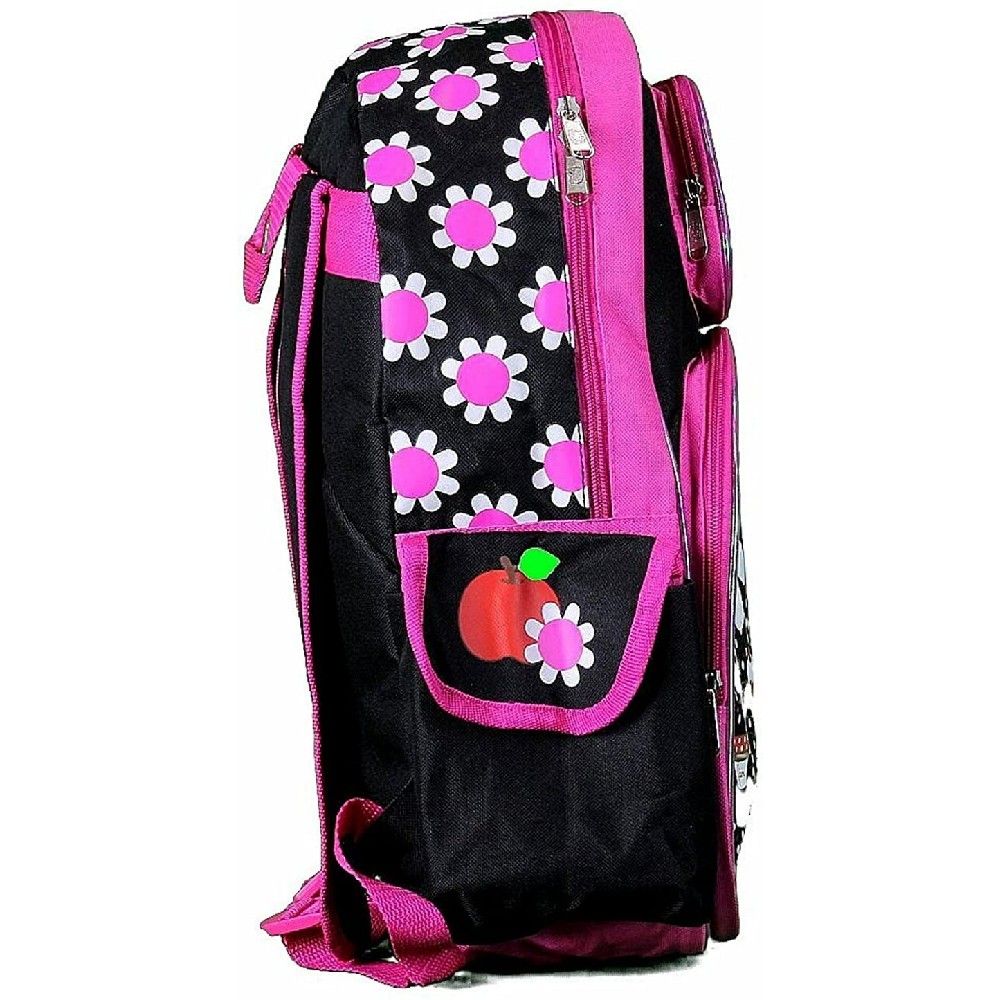 Hello Kitty Flowers Black/Pink Large Girls School Backpack 16"