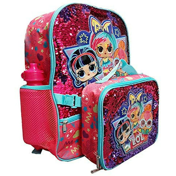 Magic Sequins LOL 16" Backpack With Detachable Matching Lunch Bag