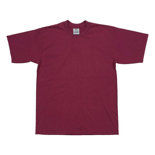 Pro Club Men's Heavyweight Cotton Short Sleeve Crew Neck T-Shirt - Burgundy - Singles