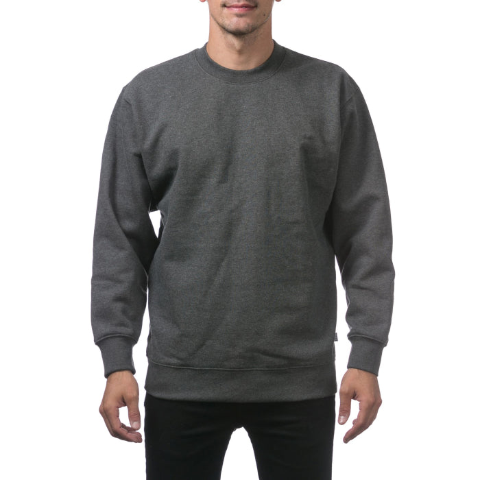 Pro Club Men's Heavyweight Crew Neck Fleece Pullover Sweater S to 5XL - Charcoal Grey