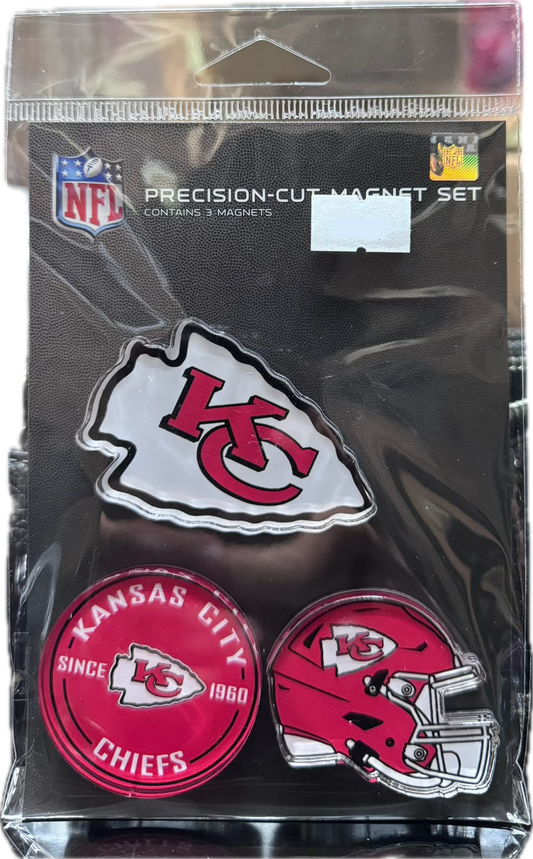 Kansas City Chiefs precision-cut magnet set contain 3 magnet