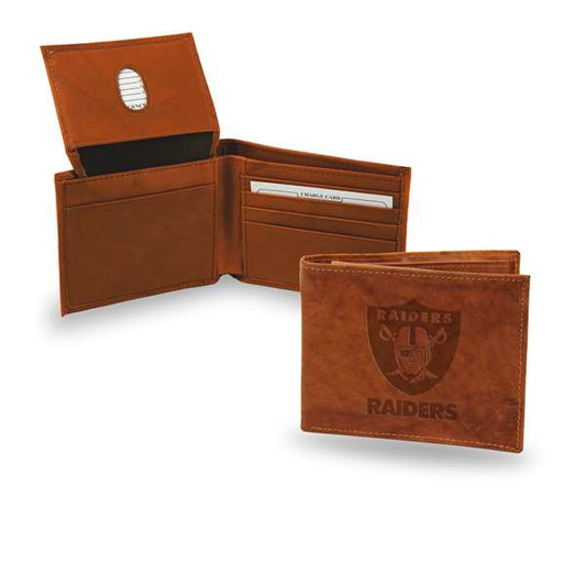 Las Vegas Raiders Genuine Leather Embossed Pecan Billfold Wallet