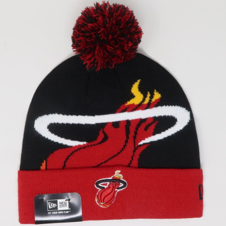 NEW ERA Knit Hat Miami Heat Black Red Beanie