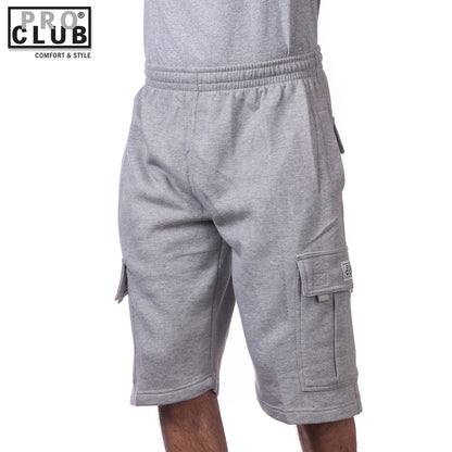 Pro Club Men's Fleece Cargo Shorts Pants Heather Gray