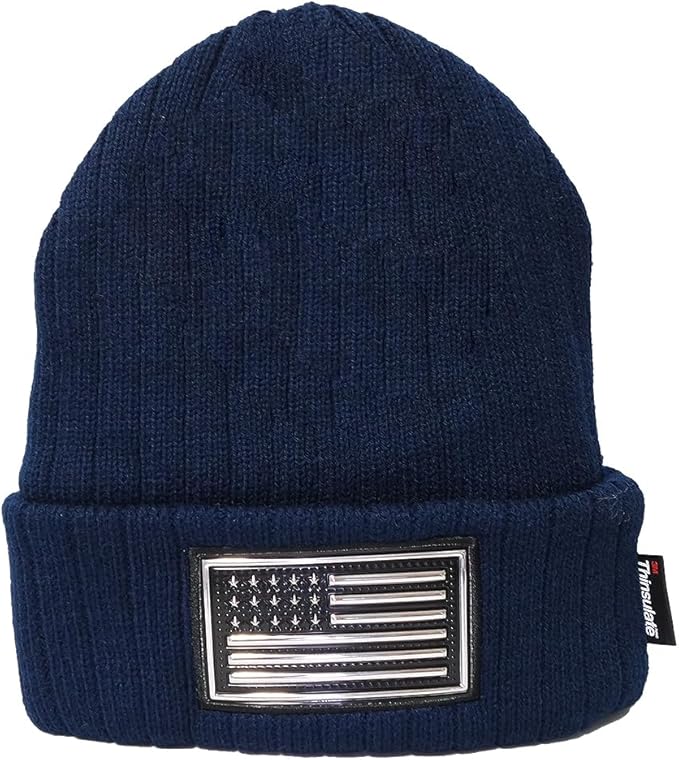 Fleece Lined USA Flag Knit Beanie