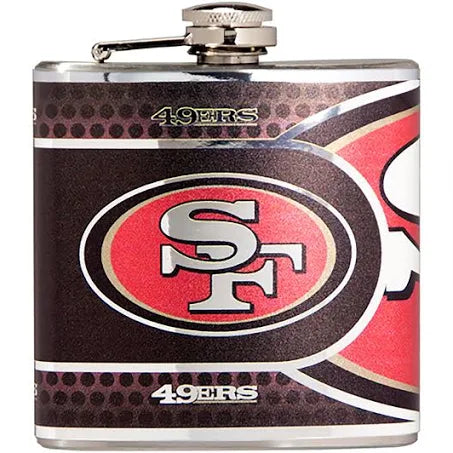 San Francisco 49ers 6oz Stainless Steel Flask with Metallic Graphics