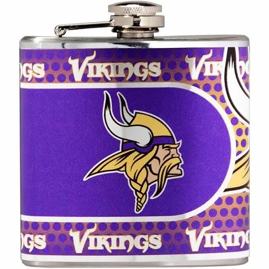 Minnesota Vikings 6oz Stainless Steel Flask with Metallic Graphics