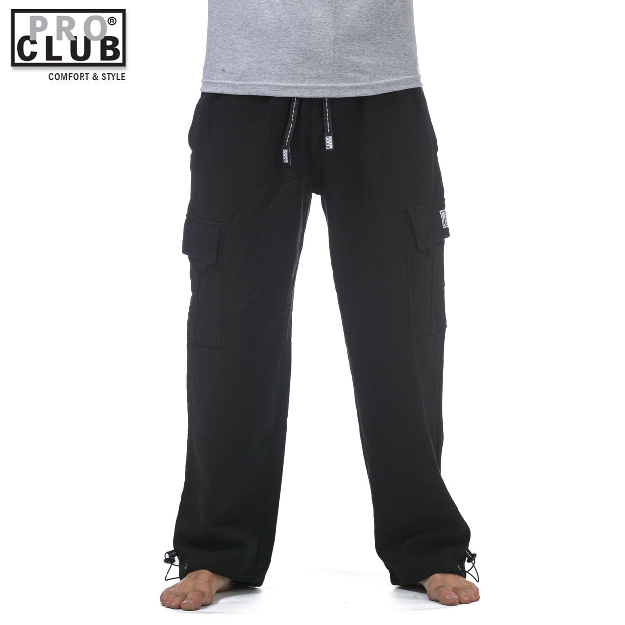 Pro Club Men's Heavyweight Fleece Cargo Sweatpants Black