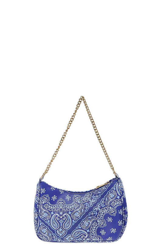 Paisley Bandana U Shape 2way Mini Bolso de Hombro Azul