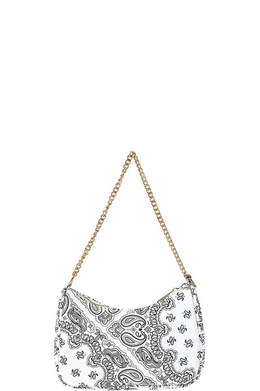 Paisley Bandana en forma de U 2way Mini bolso de hombro BLANCO