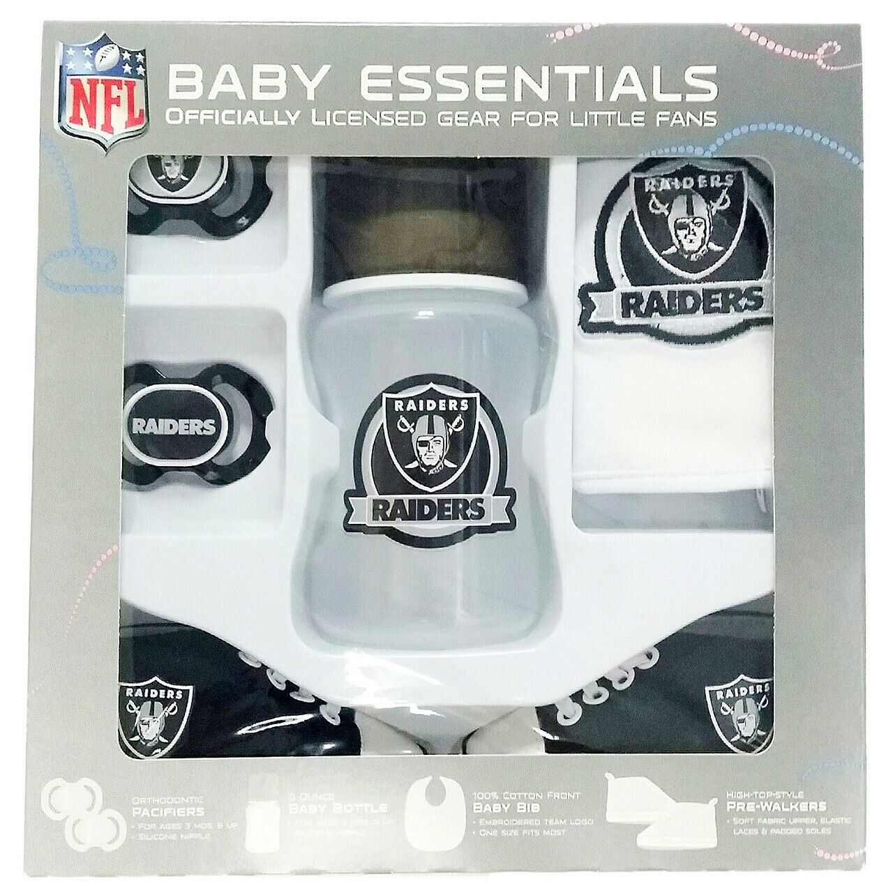 Raiders Baby Essentials 5 Piece Newborn Infant Baby Shower Gift Set