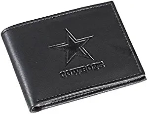 Cartera plegable de cuero negro de los Dallas Cowboys 
