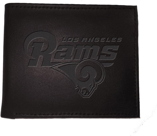 Cartera plegable de cuero negro Los Angeles Rams 