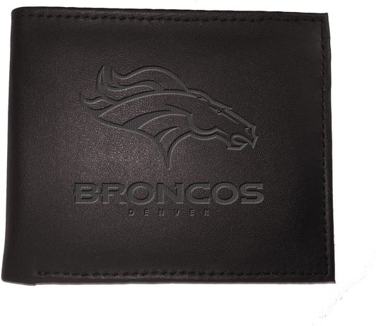 Cartera plegable de cuero negro Denver Broncos 