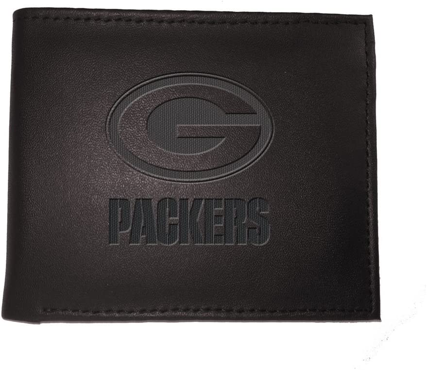 Black Leather Green Bay Packers Bi-fold Wallet