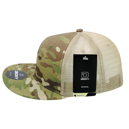 하이 크라운 멀티 카모 트러커 스냅백 캡, 카모/카키 조절식 모자