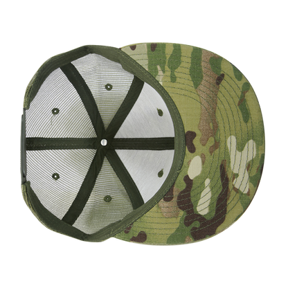 하이 크라운 멀티 카모 트러커 스냅백 캡, 카모/올리브 조절식 모자